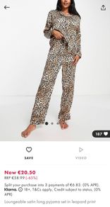 satin pyjamas in leopard print