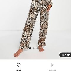 satin pyjamas in leopard print