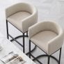 Height Bar Stools Set of 2, 24 Inch Seat Height Barstools for Dining Room, Fabric Upholstered Bar Chair for Kitchen Island, Linen Counter Stools with Metal Legs, Beige Image 4