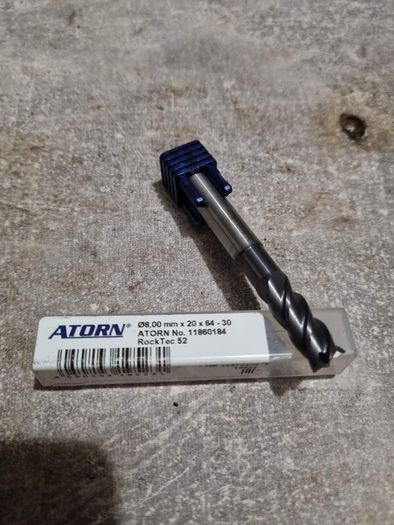 ATORN Solid Carbide End Mill 8 mm Z4 RockTec 52 NEW