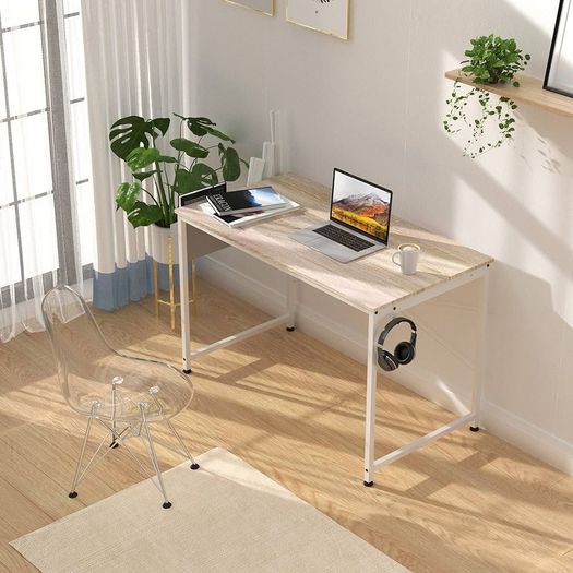 Writing Computer Desk, Office Work Desk for student and worker, Laptop Table with Storage Bag and Headphone Hook,Modern Simple Style Desks for Bedroom, Home, Office(80x50x75cm)