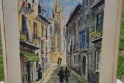Vintage water color of a French street