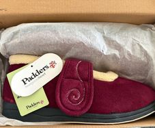 Burgundy Padders Hush ladies velcro boot slipper Uk7