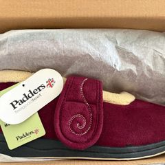 Burgundy Padders Hush ladies velcro boot slipper Uk7