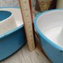 vintage blue enamel tins, Bundt tin, Glud and Marstrand Image 9