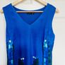 dress Size S (8/10) Smashed Lemon Amsterdam Blue Abstract City Print V-Neck Lined Dress Image 3