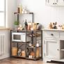 Standing Kitchen Shelf with Metal Basket and 6 S-Hooks and Shelves Image 2