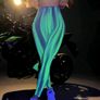 Reflective Green Tie Dye Wideband Waist Sports Leggings, size 10 Image 5