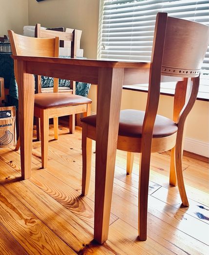Pine table & two chairs
