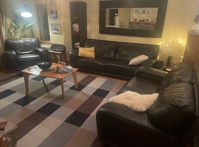2 leather sofas + armchair