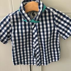 Next navy & white chequered shirt with sickie bow