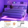 Floating Double Bed Frame with LED Lights & USB Charging Station Upholstered Headboard Storage Image 6