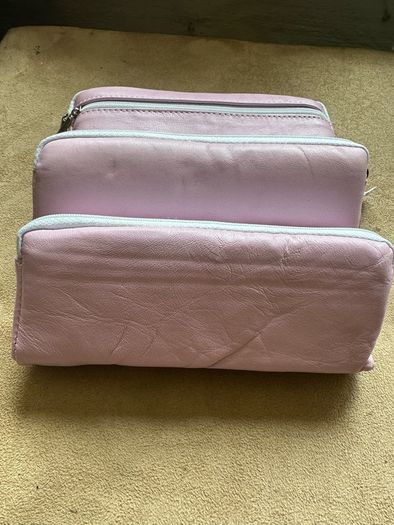 Ten mixed colour real leather pencil case / glasses cases