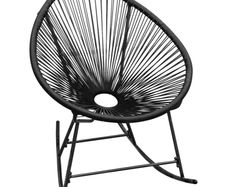 Outdoor Rocking Chair Black Poly Rattan