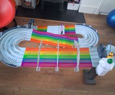 Mariokart hot wheels track and 17 cars