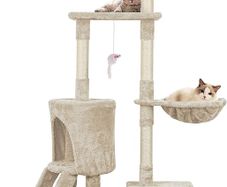 NEW SALE | Cat Scratch Posts 145cm Multi-Level Stable Climbing Tower Trees with Ladder, Indoor Pet Activity Furniture Play House for Kitty Kitten