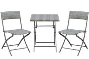 2-Seater Chair Bistro Set Garden Patio Table &amp; Chair Black Rattan Furniture Grey