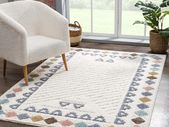 Rug Boho Style Border Cream Fluffy Soft