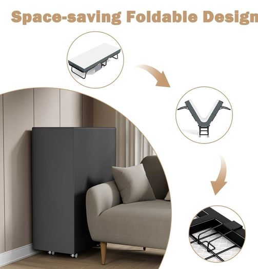Folding Bed with 12.5cm Thick Luxurious Memory Foam Mattress for Bedroom, Office
