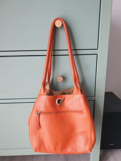Orange Leather Handbag Similar To Tod's Handbag