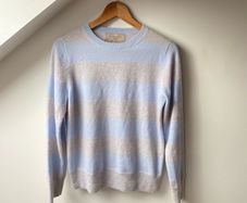 Paul Costelloe 100% Pure Cashmere Striped Jumper | Crew Neck Size 10