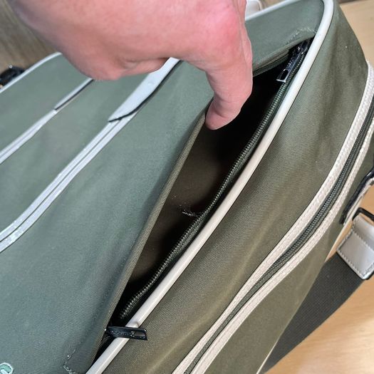 Lacoste Green and White Canvas Travel Bag with Shoulder Strap