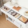 Console Table with 3 Fabric Drawers, Narrow Console Table with Open Shelf, 97 cm L Slim Entryway Table, Couch Table, for Hallway, Living Room, Bedroom, White Image 3