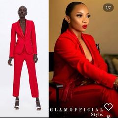 Fab Zara Bloggers Insta Famous Red Tuxedo Suit Co Ord Blazer and Trousers
