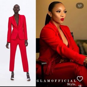 Fab Zara Bloggers Insta Famous Red Tuxedo Suit Co Ord Blazer and Trousers
