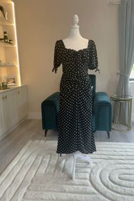 Brand-new Ladies Dove Ruched Detail Midi Dress In Black Spot from Girl in Mind
