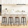 Set of 4 Bar Stools Kitchen Chairs High Stool with Footrests in 2 Heights and Adjustable Feet for Bathroom Kitchen Counter Rustic Brown Black Image 8
