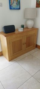 Solid Oak, two door, cabinet.