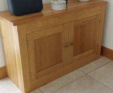 Solid Oak, two door, cabinet.