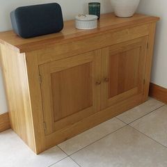 Solid Oak, two door, cabinet.