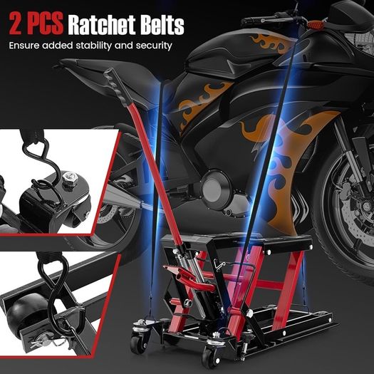 Hydraulic Motorcycle Lift Jack, 1500 LBS Motorcycle Scissor Jack with 4 Wheels & Handle, brand New