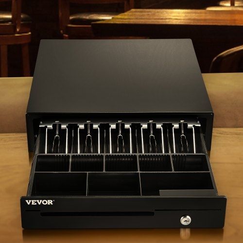 Cash Register Drawer, 16" 12 V, for POS System with 5 Bill 8 Coin Cash Tray, Removable Coin Compartment & 2 Keys Included, RJ11/RJ12 Cable for Supermarket, Bar, Coffee Shop, Restaurant