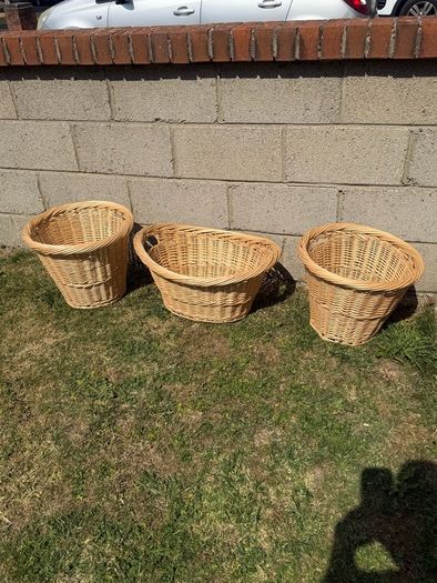 Matching Wicker Laundry Baskets x 3