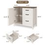 31 Inch Lateral Filing Cabinet with 1 Door & 3 Drawers, Wood Farmhouse Home Office Printer Stand, Rustic White for A4/Letter Suspension Files Image 2