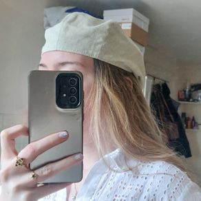 Unworn Y2K Cream Beige Newsboy Cap / Baker Boy Flat Cap Summer 100% Linen