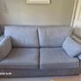 Two Light Grey  3  Seater Sofas + 2 Footstools Image 4