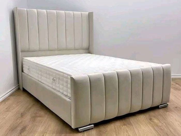 New 4'6" Grey Plush Bumper bed & MemoryFoam Orthopedic Mattress