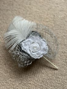 White Flower and Feather Hair Accessory