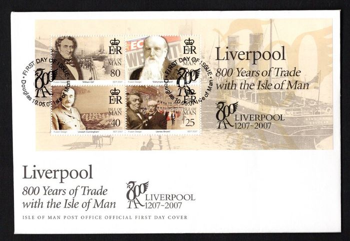 2007 Isle of Man 800th Anniversary of the Royal Charter of Liverpool 1207-2007 Commemorative Stamps Miniature Sheet First Day Cover (FDC)
