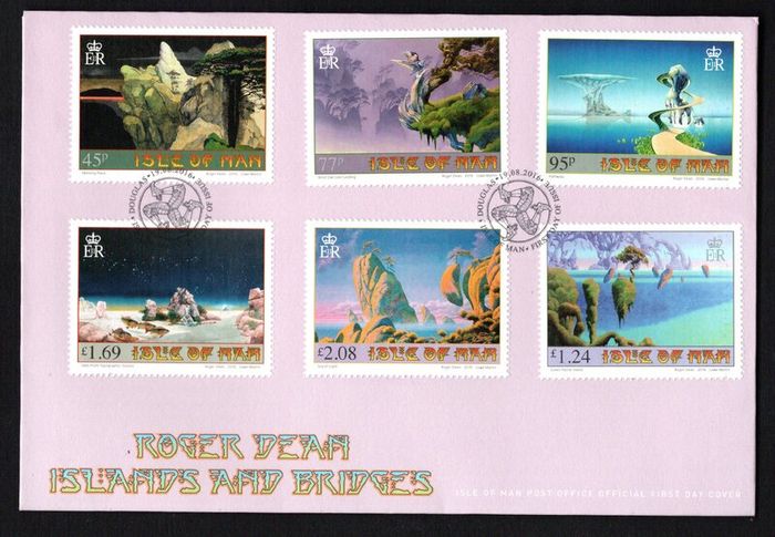 2016 Isle of Man Islands and Bridges; The Art of Roger Dean Commemorative Stamps First Day Cover (FDC)