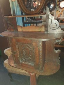 Hand Carved Oak Wall Unit
