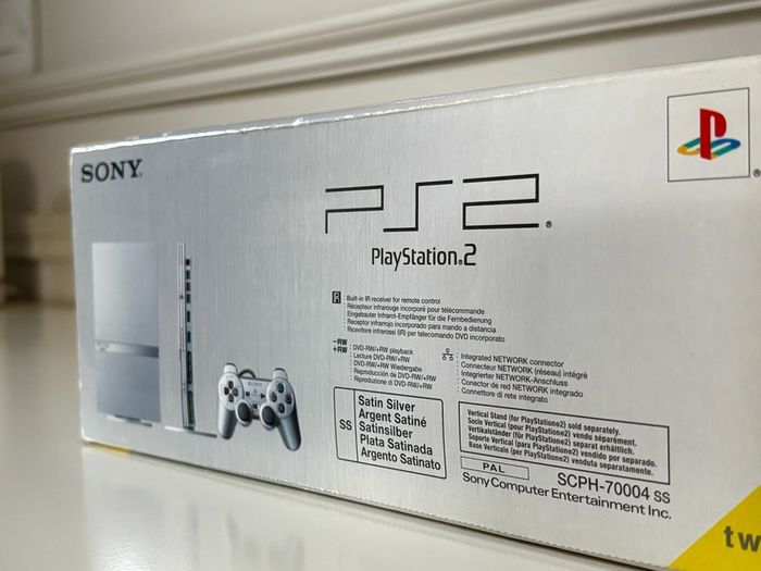 Original Sony PlayStation 2 Slimline Console in Satin Silver Boxed and Beautiful