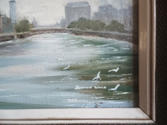 Benvon Ward - oil on board - View from Grattan Bridge