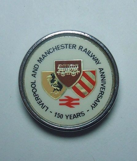 LIVERPOOL & MANCHESTER RAILWAY (issued by British Rail) - a scarce 150th anniversary commemorative badge (1980)