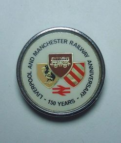 LIVERPOOL & MANCHESTER RAILWAY (issued by British Rail) - a scarce 150th anniversary commemorative badge (1980)