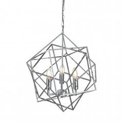Chrome Geometric Cube Ceiling Light Pendant